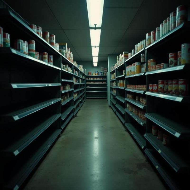 Empty grocery store shelves in a dream