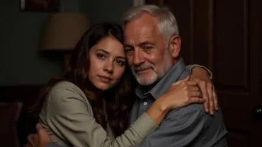 Father and daughter hugging in dream about death