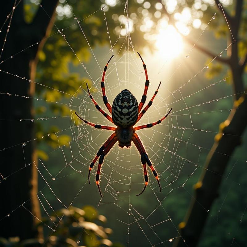 Giant Spider Spinning a Web