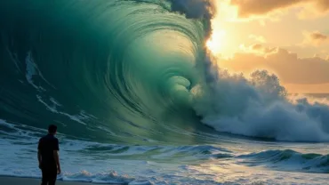 Giant wave crashing in a dream