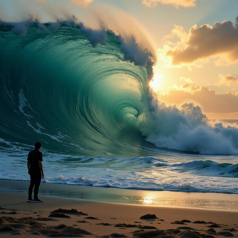 Giant wave crashing in a dream