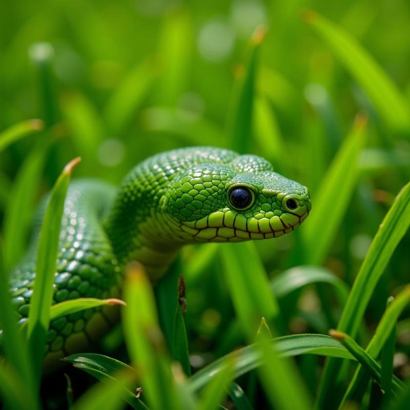 Green Snake in Grass