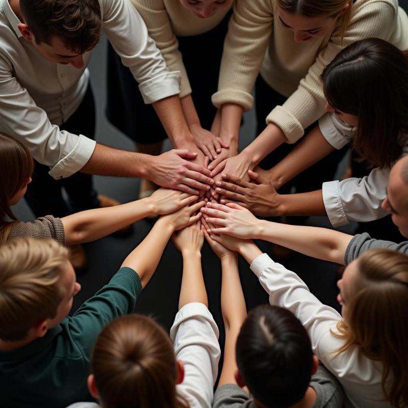 Diverse group of people praying together