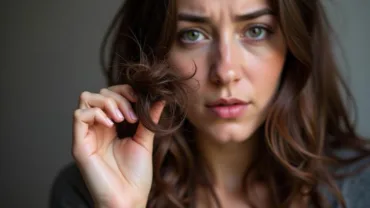 Woman stressed about hair falling out