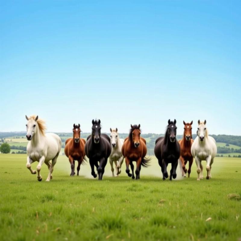 Horses Running in a Field