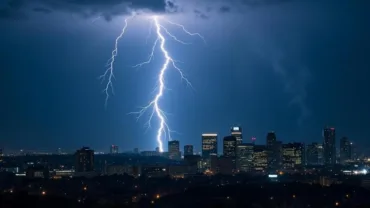 Lightning storm over a city