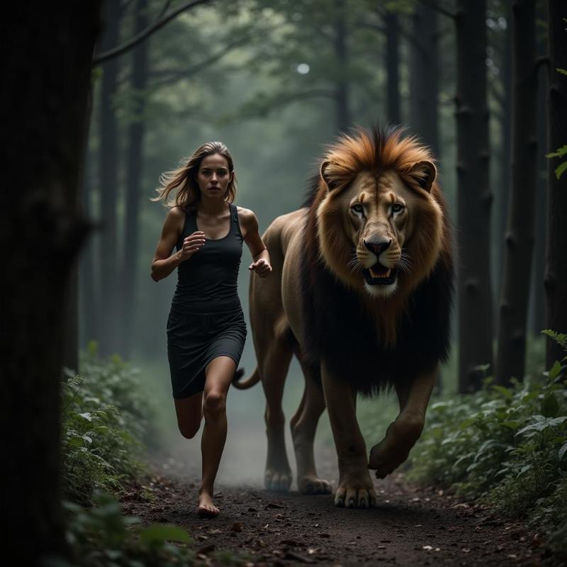 Lion Chase Dream Symbolism: Fleeing a Lion in a Forest