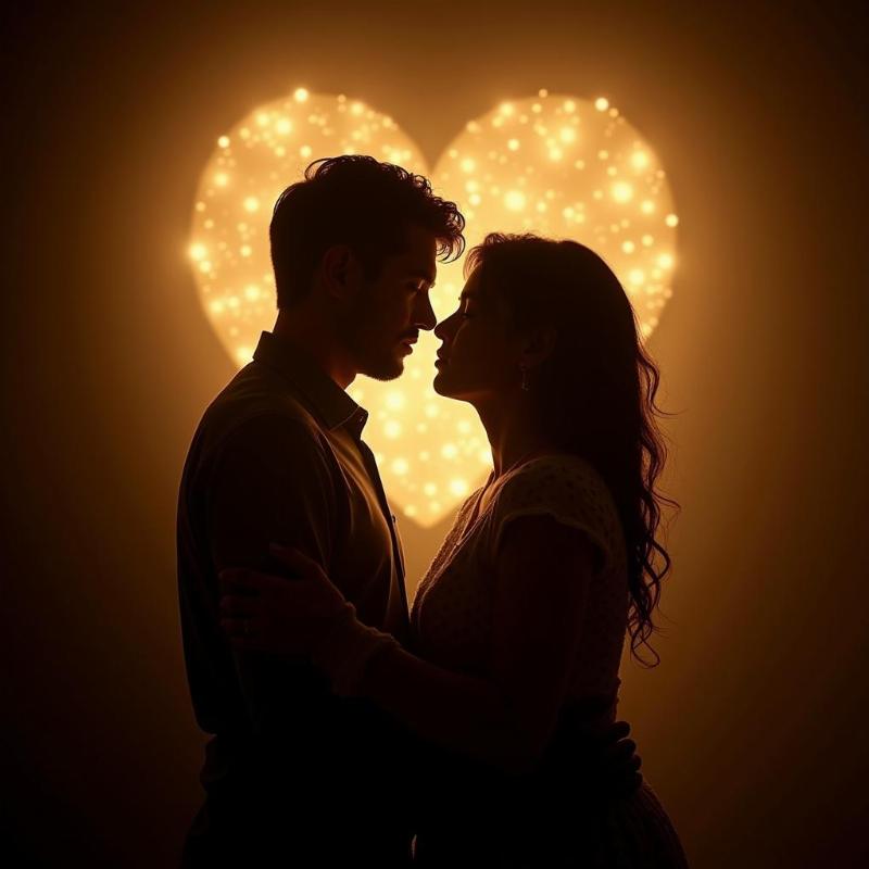 Couple Embracing in Dream with Glowing Light