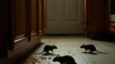 Mice running on a kitchen floor