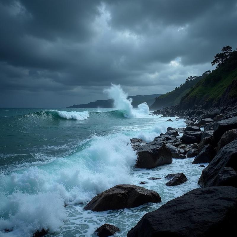 Ocean Waves Crashing