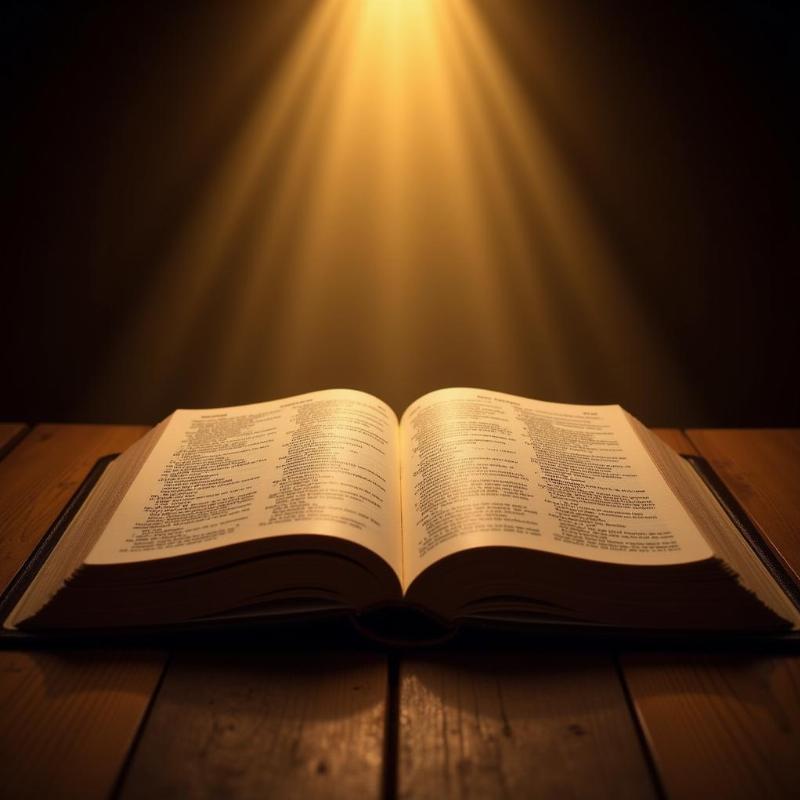 Open Bible with a Beam of Light