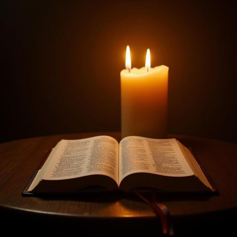 Open Bible with Candlelight