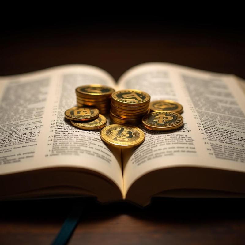 Open Bible with Golden Coins