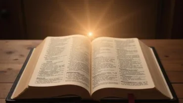 Open Bible with radiating light