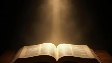 Open Bible with Light Shining