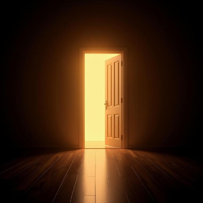 Open door with bright light