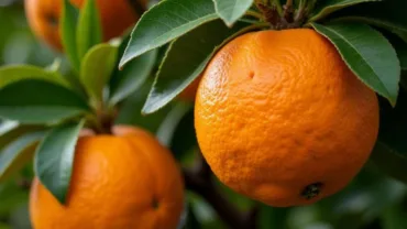 Fruitful orange tree with ripe oranges