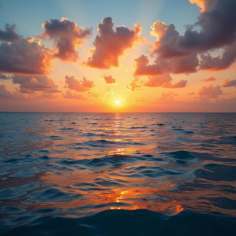 Sunset Over a Calm Ocean