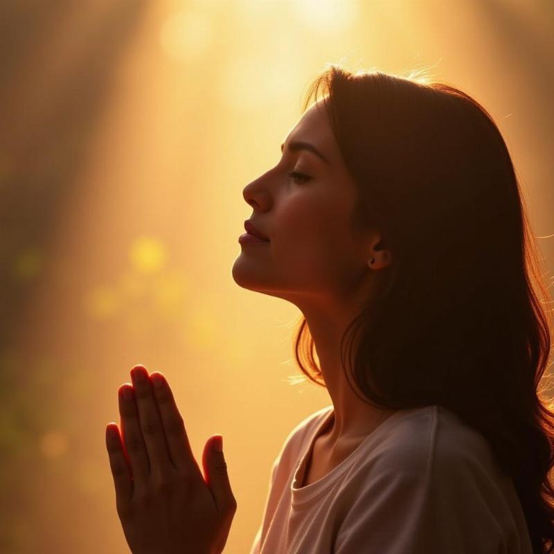 Woman peacefully praying in a dream