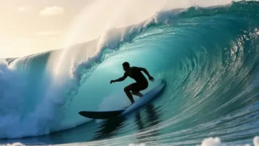 Person surfing on a big wave