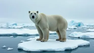 Polar bear standing on an ice floe