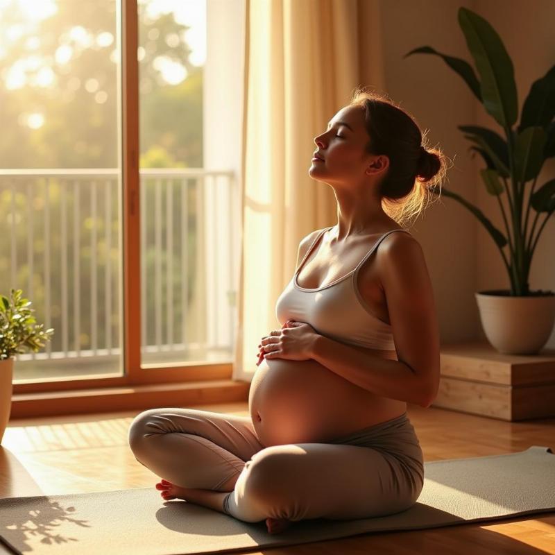 Pregnant woman meditating