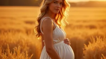 Pregnant Woman in Wheat Field