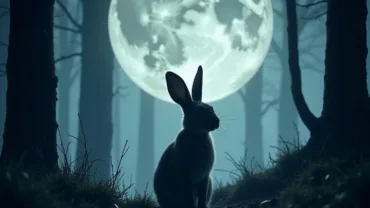 Rabbit in a moonlit forest