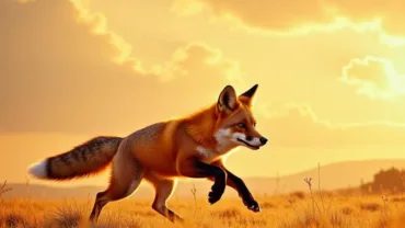 Red Fox Running Through a Field