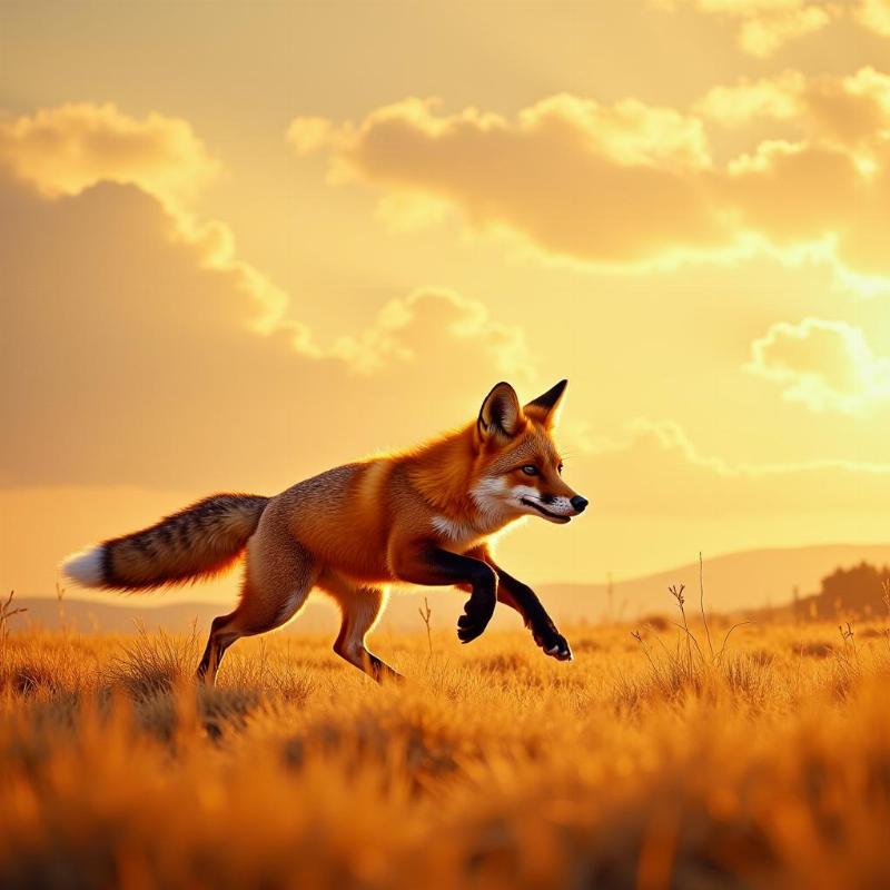 Red Fox Running Through a Field