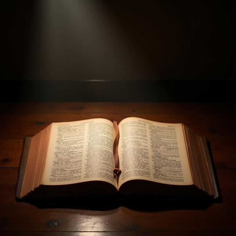 Open Bible with a beam of light shining down on it, representing the search for biblical interpretation of dreams