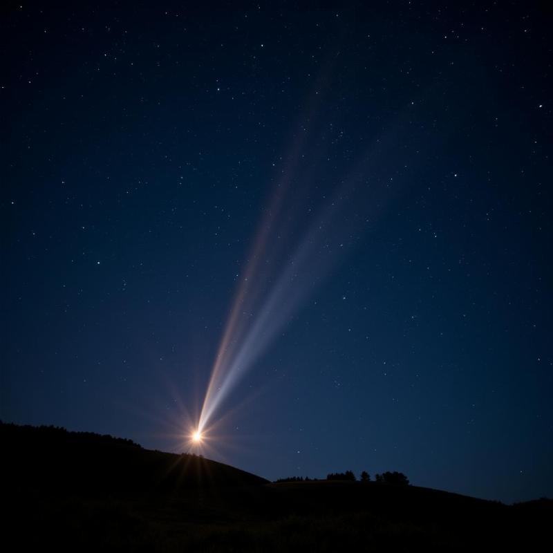 Shooting star illuminating the night sky