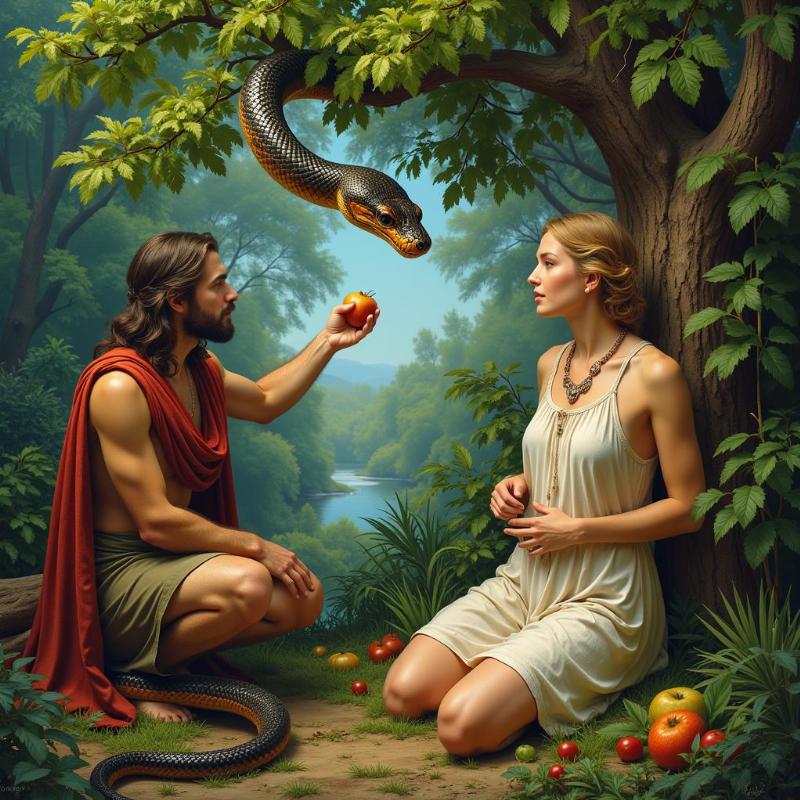 Snake Tempting Eve in the Garden of Eden