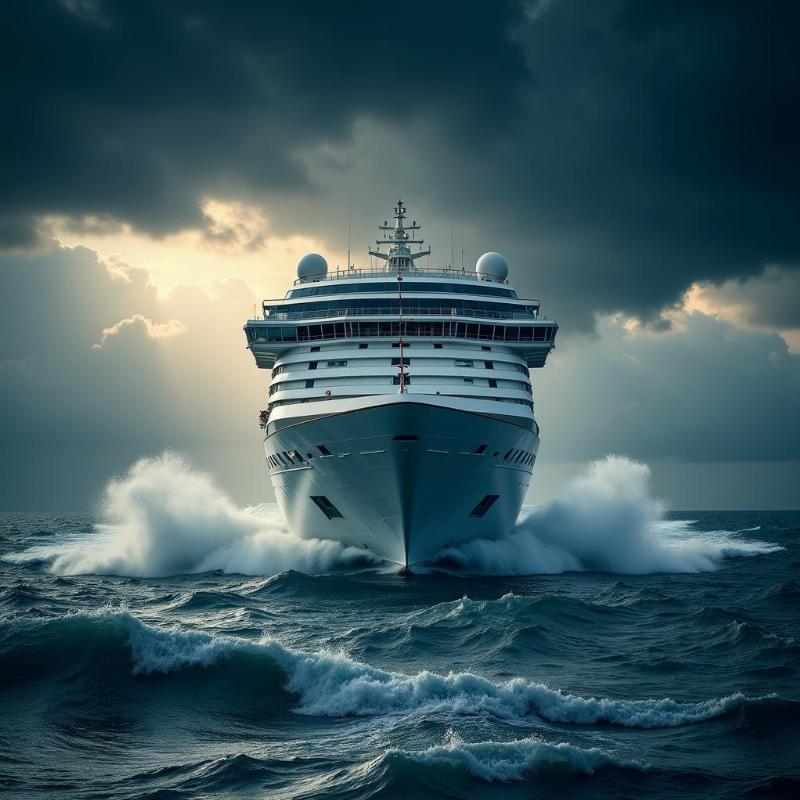 Cruise Ship Navigating Stormy Seas