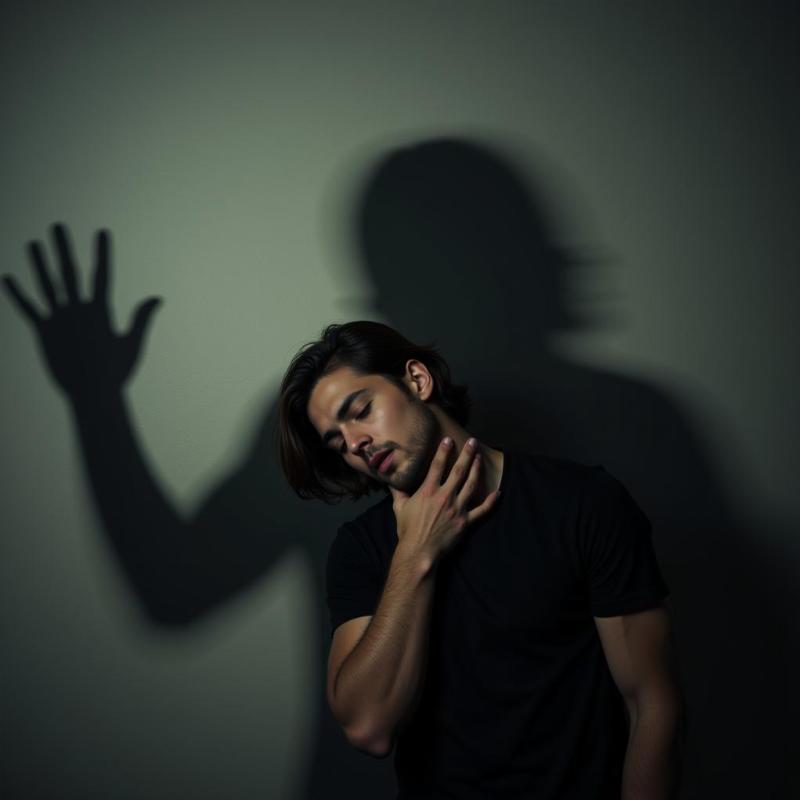 person being strangled by a shadowy figure