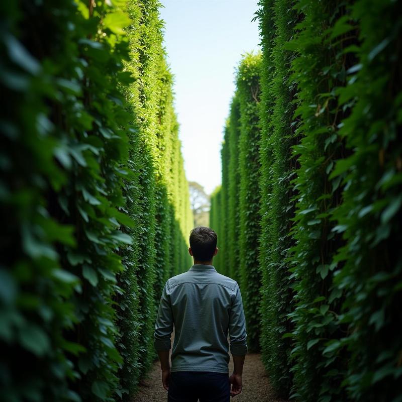 Man feeling trapped in a maze in his dream