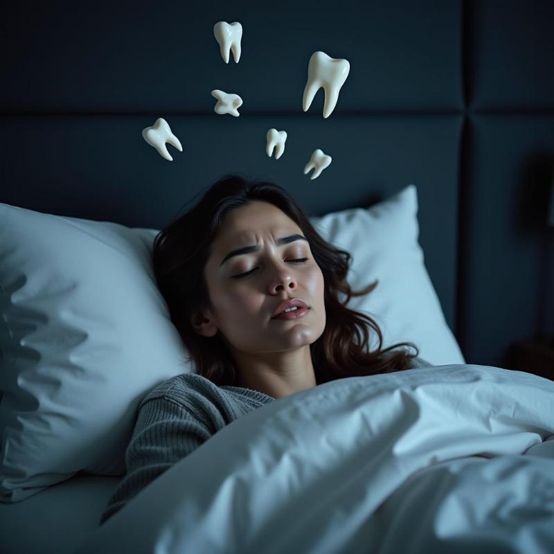 Woman experiencing anxiety in a dream about teeth falling out