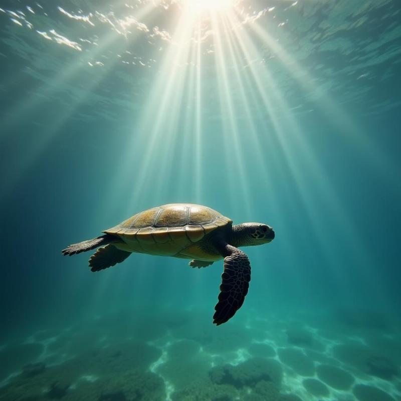 Tortoise Swimming in Calm Water