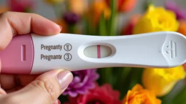 Woman Holding a Pregnancy Test With Two Lines - Surrounded by Flowers