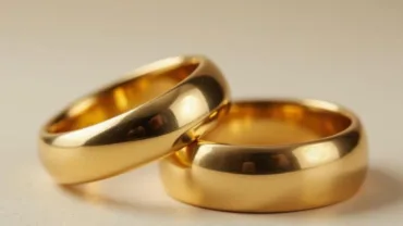 Two wedding rings intertwined