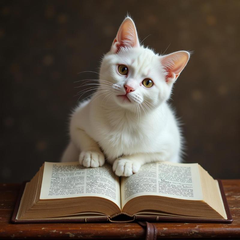 White cat in a biblical context