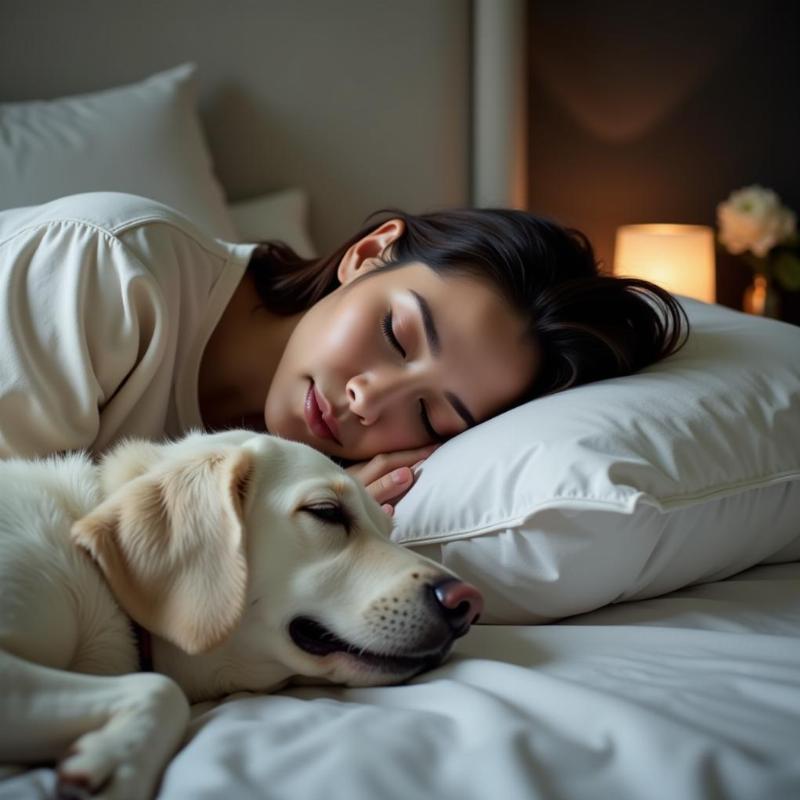 White Dog in a Peaceful Dream