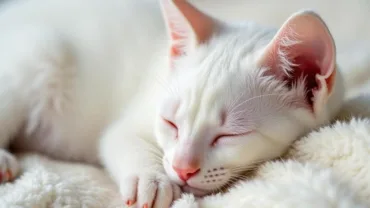 White Kitten Sleeping Peacefully