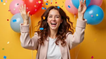 Woman Celebrating Winning the Lottery