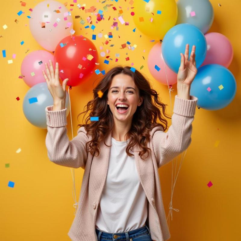 Woman Celebrating Winning the Lottery