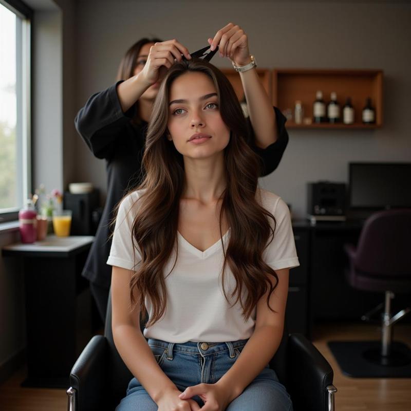 Woman getting haircut in a dream