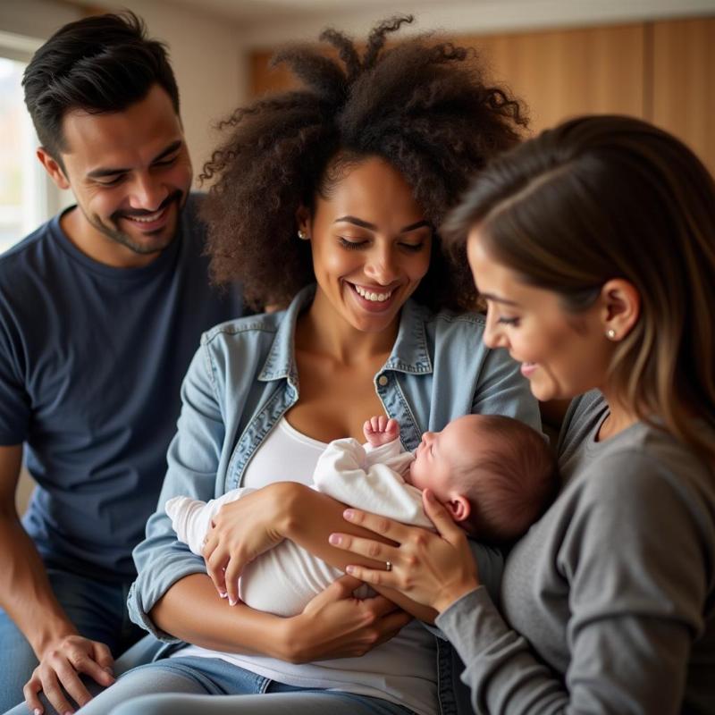 Woman Holding Baby with Support