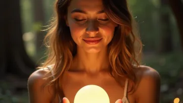 Woman Holding Glowing Sphere