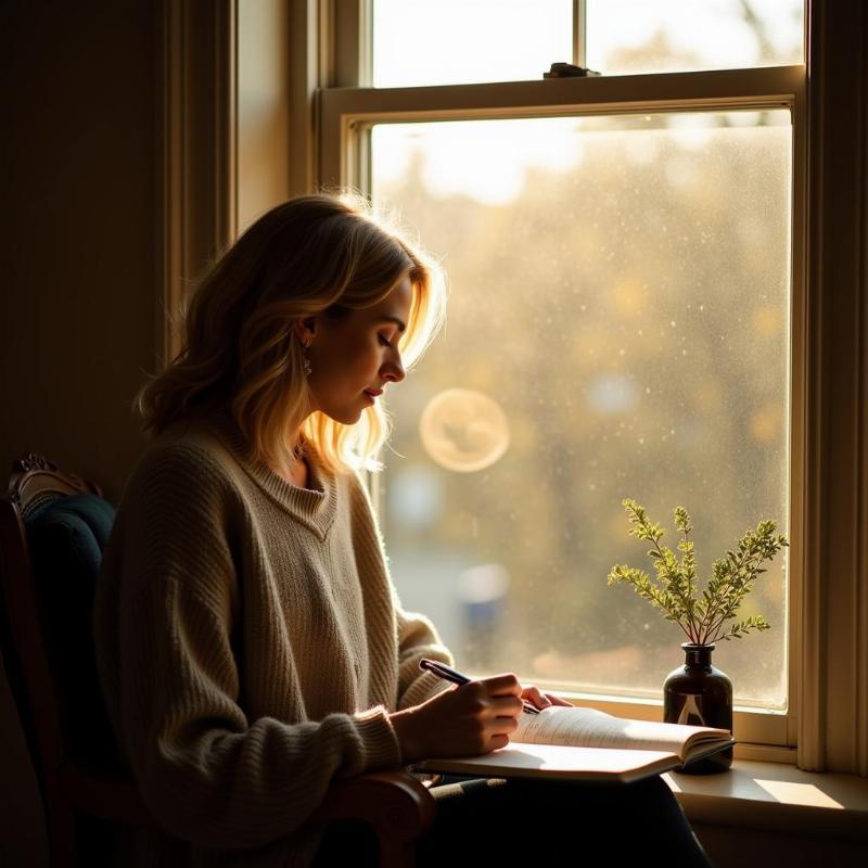 Woman writing in a journal