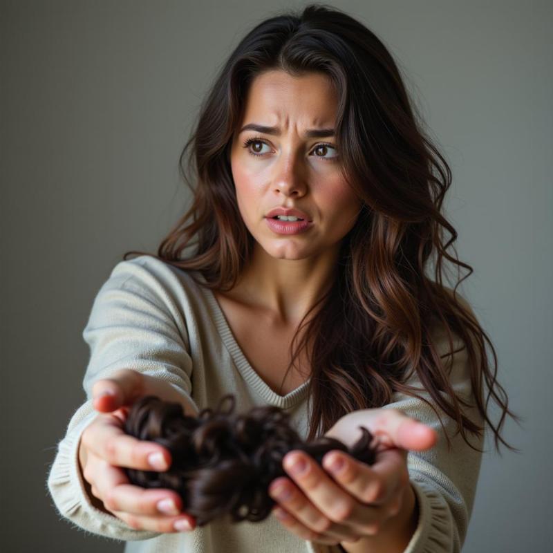 Woman Anxious about Hair Loss